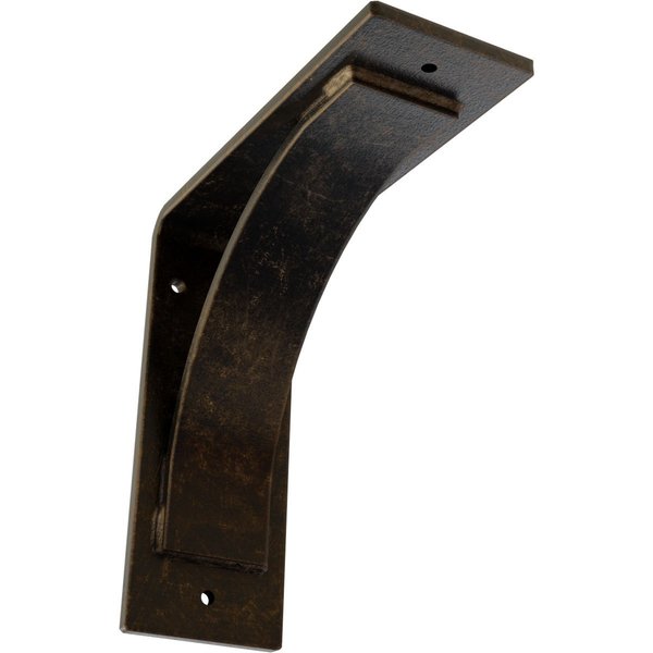 Ekena Millwork Morris Steel Bracket, Antiqued Brass 3"W x 8"D x 8"H BKTM03X08X08MOABS